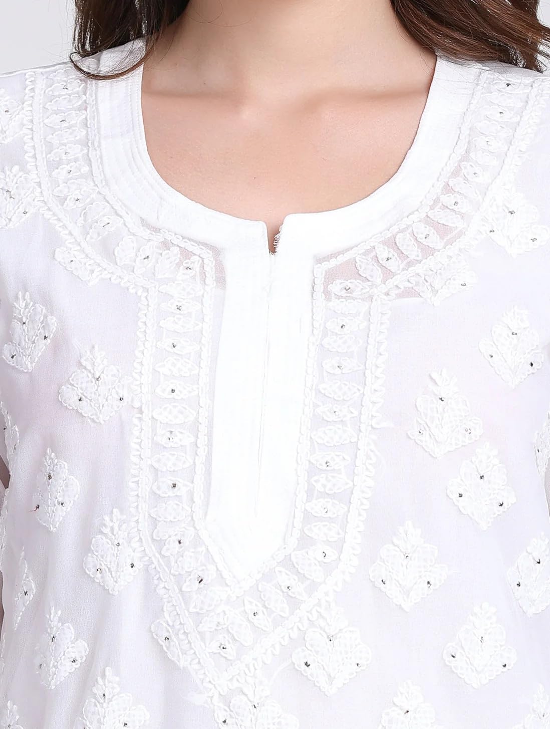 Samiya Chikankari Mukaish Embellished Lucknow chikankari 3-Piece Suit with Hand Embroided with free Inner included