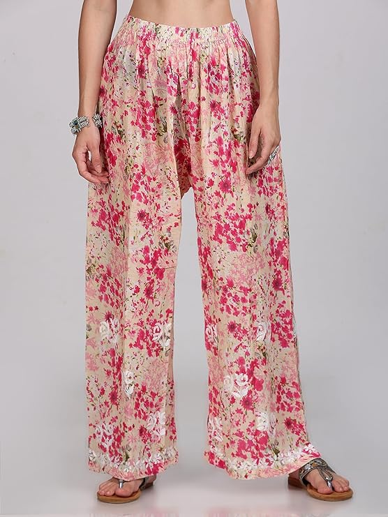 Samiya Chikankari Lucknowi Hand Embroidered Mulmul Kurti & Palazzo Set – Ghas Patti Chikan Work Handmade