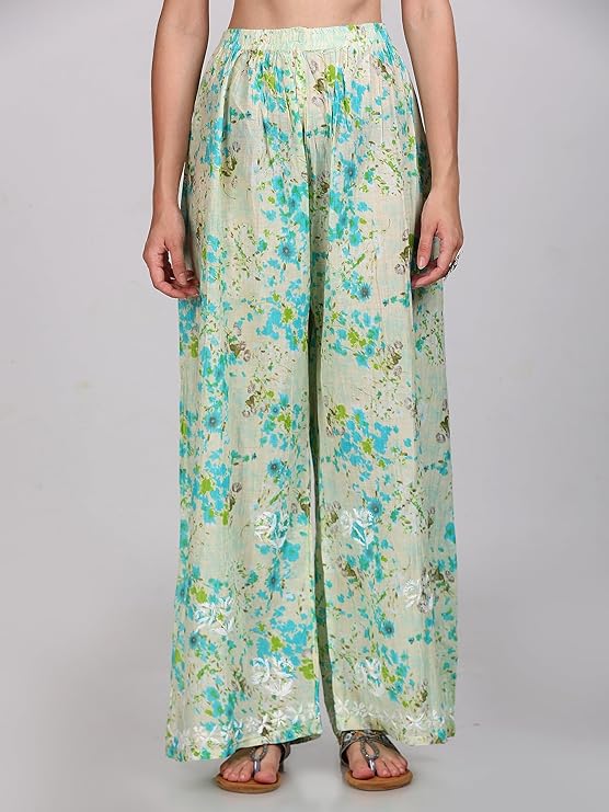 Samiya Chikankari Lucknowi Hand Embroidered Mulmul Kurti & Palazzo Set – Ghas Patti Chikan Work Handmade