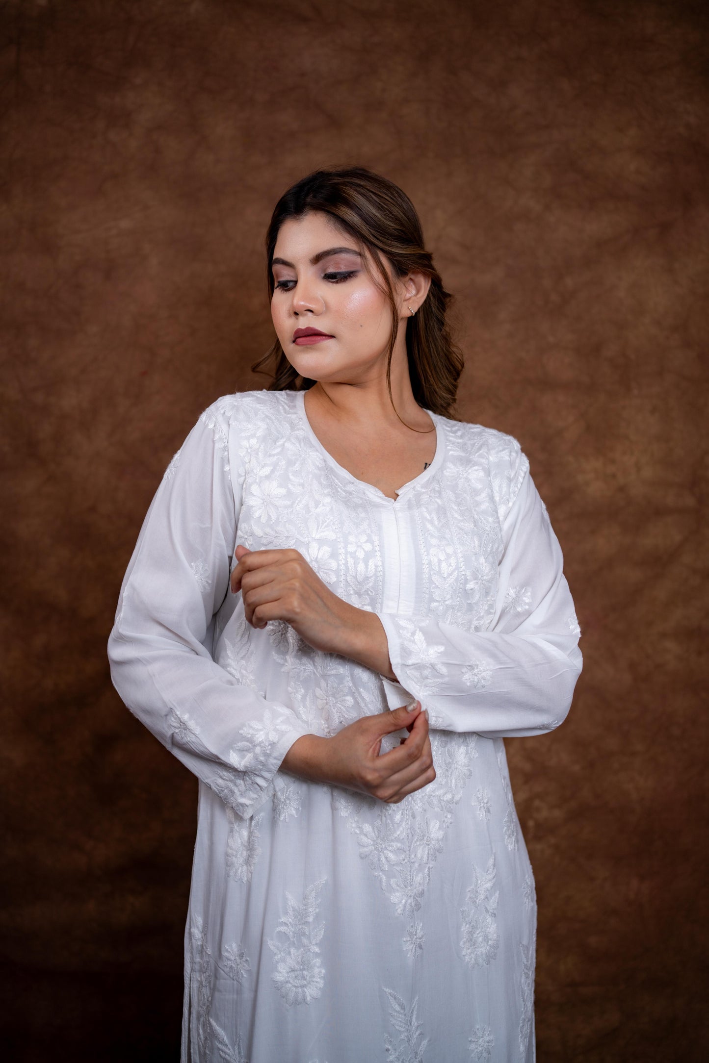 Samiya Chikankari White Modal Kurti and Palazzo Set: Soft Handwork Ensemble | 100 % Handmade Embroidery | Lucknowi Chikankari