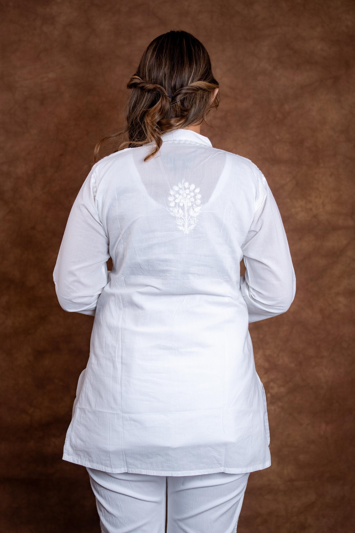 Hania Pure Cotton Handcrafted Chikan Short Kurti | Stylish White Lucknow Chikankari Top