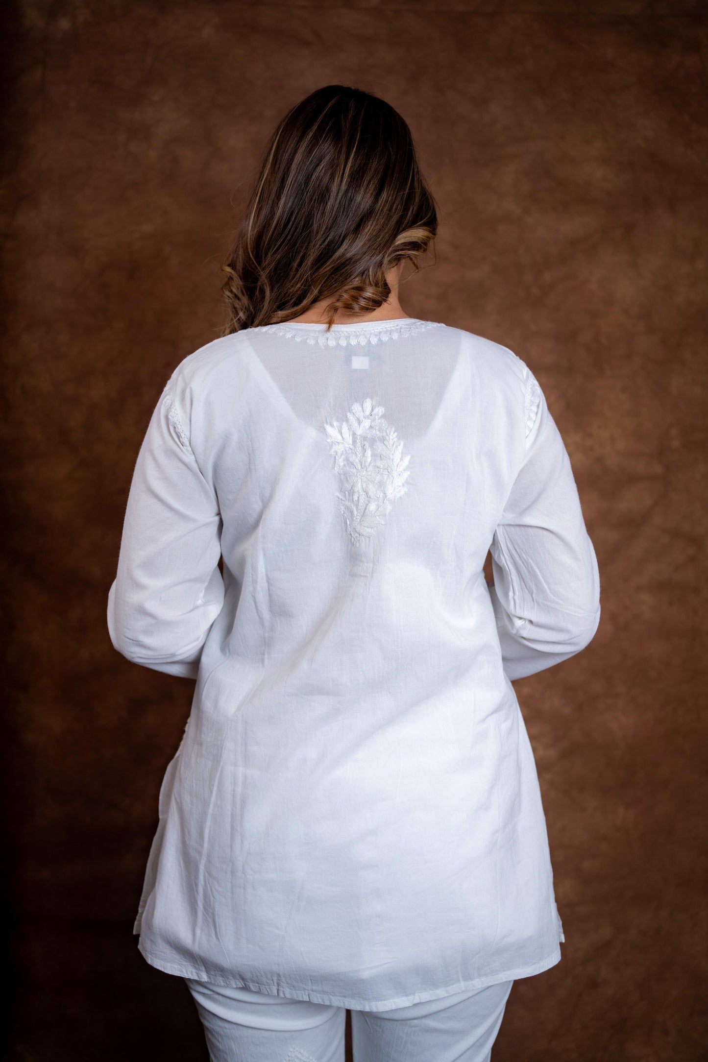 Mahira Khan Front Open Pure Cotton Handmade Chikankari Short Kurti