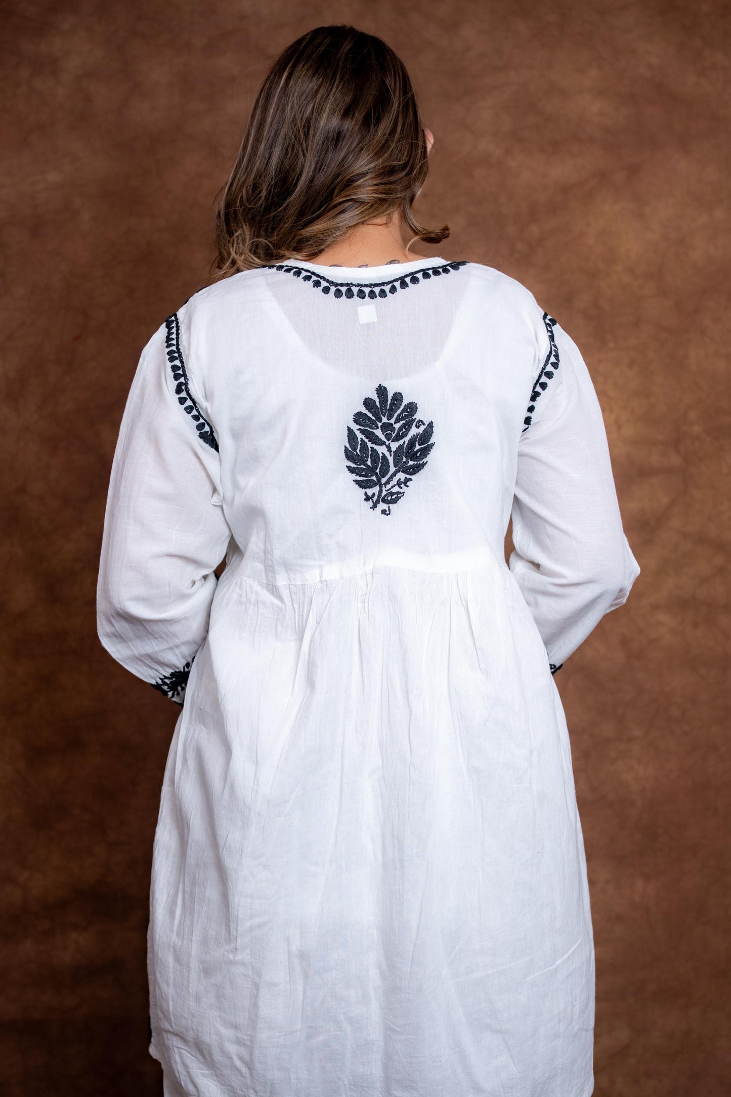 Snow White Handcrafted Chikankari Pure Cotton Short Kurti & Palazzo Co-Ord Set