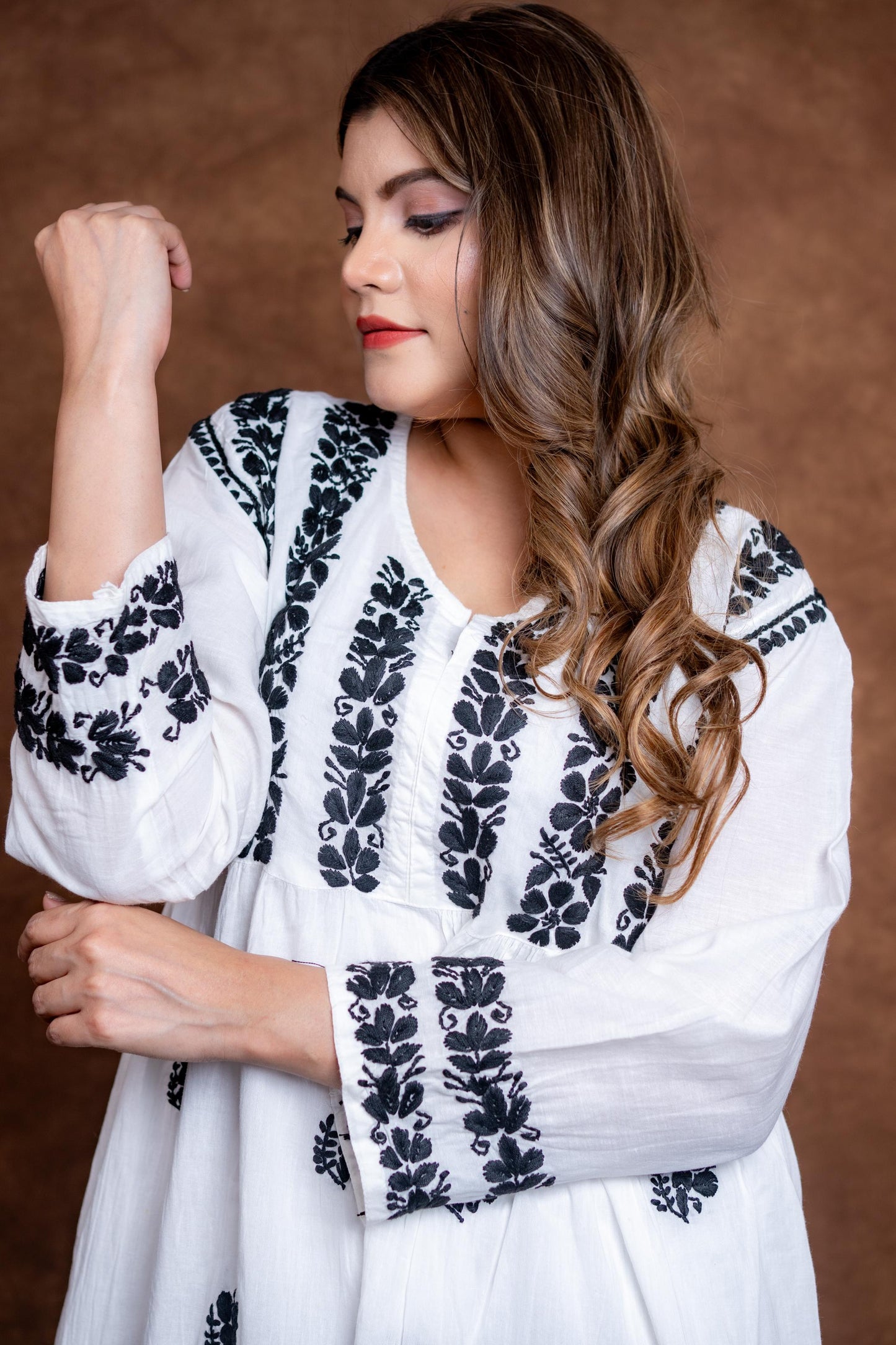 Snow White Handcrafted Chikankari Pure Cotton Short Kurti & Palazzo Co-Ord Set