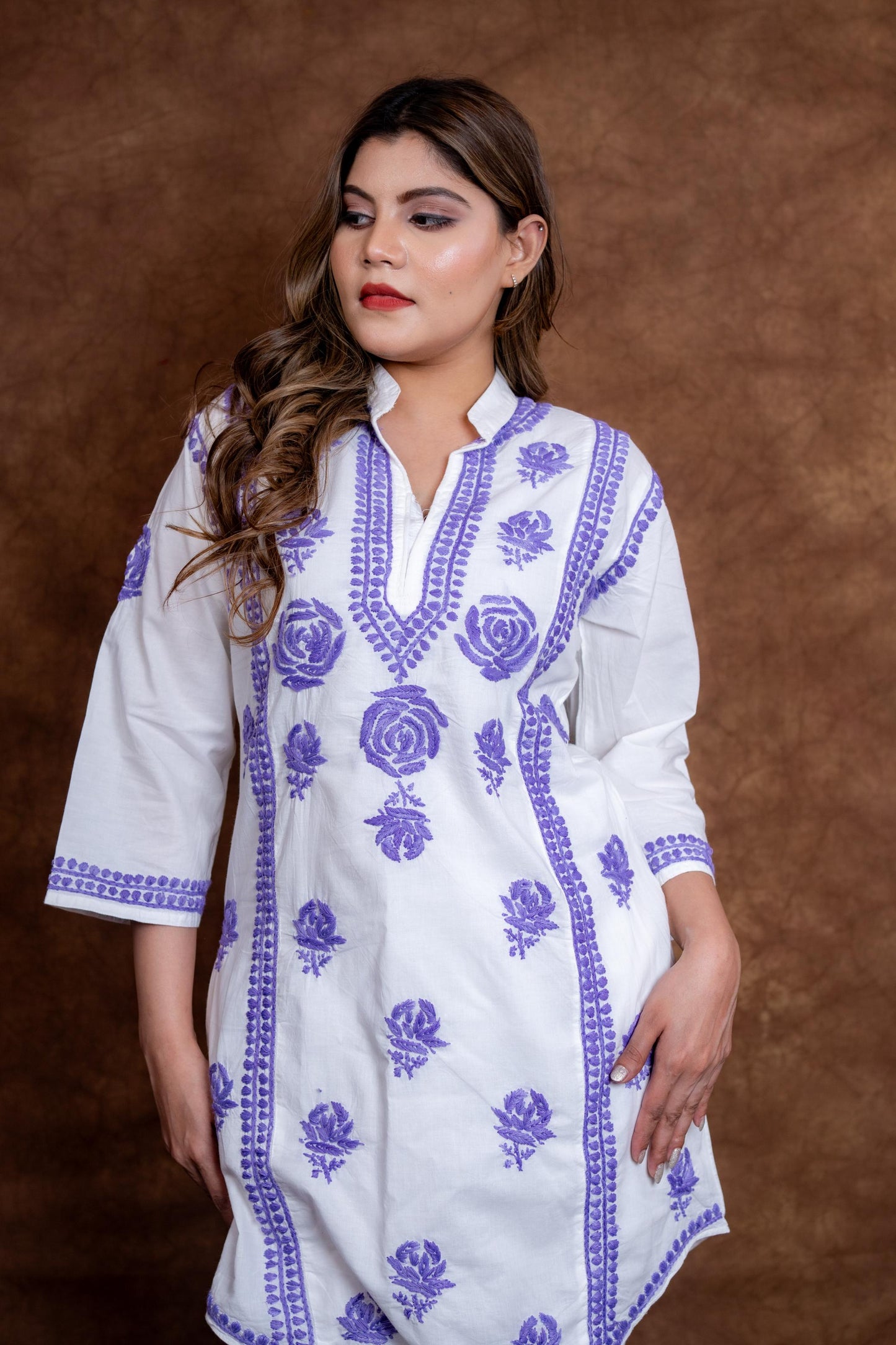Meerab Handcrafted Chikankari Pure Cotton Short Kurti & Pant Co-Ord Set Designed by Samiya chikankari