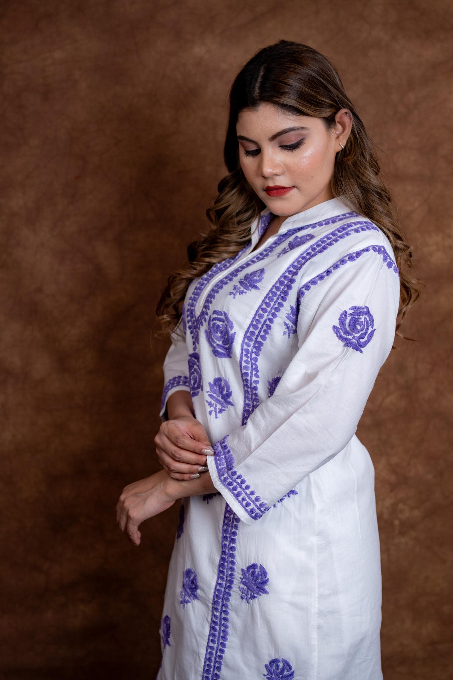 Meerab Handcrafted Chikankari Pure Cotton Short Kurti & Pant Co-Ord Set Designed by Samiya chikankari