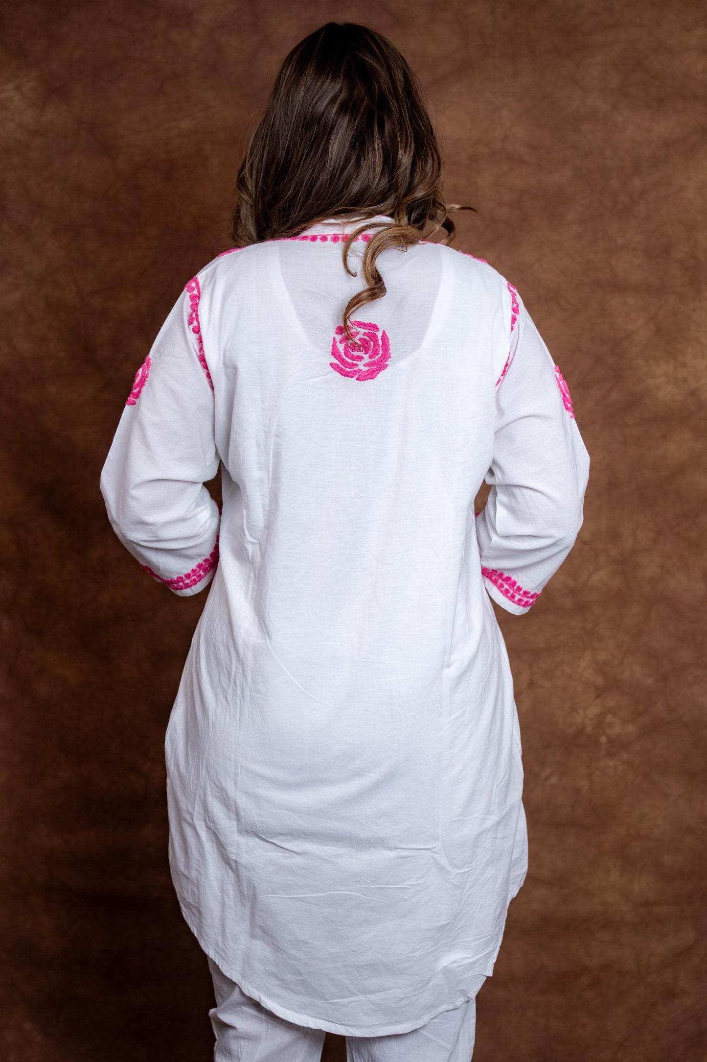Meerab Handcrafted Chikankari Pure Cotton Short Kurti & Pant Co-Ord Set Designed by Samiya chikankari