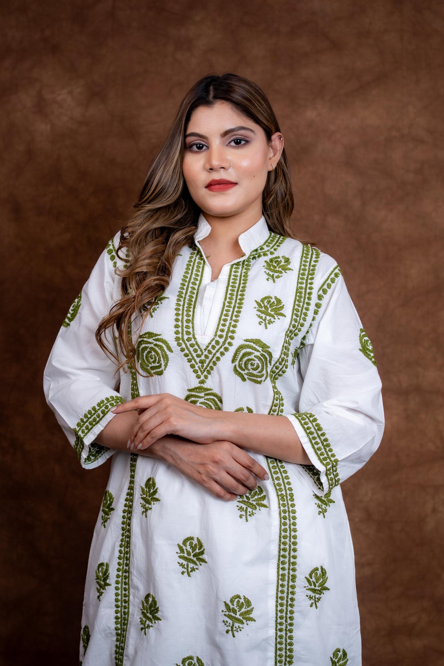 Meerab Handcrafted Chikankari Pure Cotton Short Kurti & Pant Co-Ord Set Designed by Samiya chikankari