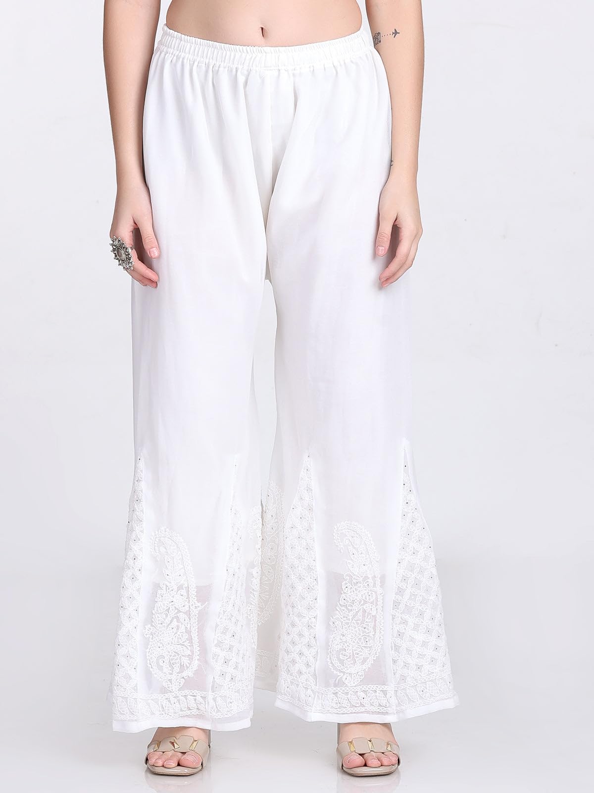Samiya Chikankari Mukaish Embellished Lucknow chikankari 3-Piece Suit with Hand Embroided with free Inner included