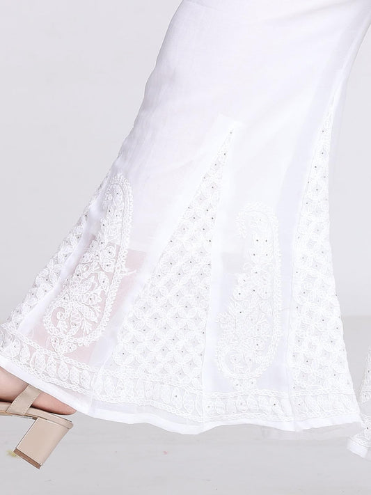 Samiya Chikankari Mukaish Embellished Lucknow chikankari 3-Piece Suit with Hand Embroided with free Inner included